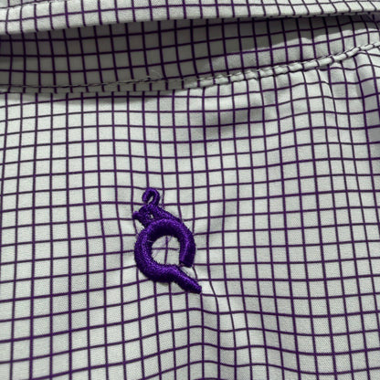 Blue Quail Guayabera Fishing Shirt Boys 4T Purple Plaid  Performance EUC6