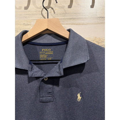 Polo Ralph Lauren Performance Shirt Boys L 14-16 Blue Heathered Golf EUC1