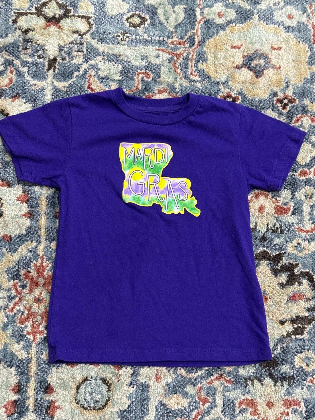 Mardi Gras T-Shirt Kids 4T Purple Louisiana Graphic EUC0