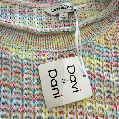 Davi & Dani Sweater Women Medium Multi Color Acrylic Pastel Knit Boho NWT1