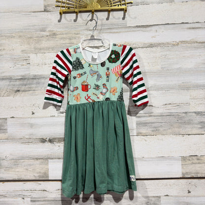 KPea Nutcracker Christmas Dress Girls 8 Green Striped Holiday Boutique EUC0