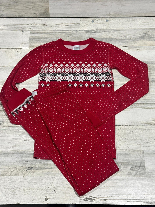 Hanna Andersson Pajamas Kids Size 14 Red Fair Isle Snowflake Cotton Set EUC0