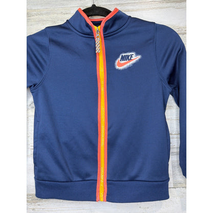 Nike Track Jacket Boys Size 7 Navy Blue Orange Trim Sportswear0