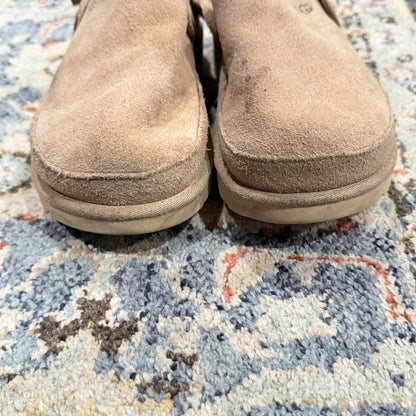UGG Goldenstar Clog Women 5.5 Driftwood Suede Platform Strap Comfort GUC3