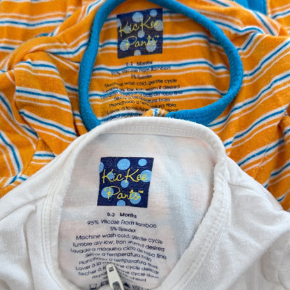 KicKee Pants Romper Sleeper Boys 0-3M White Orange Striped Bamboo GUC*5