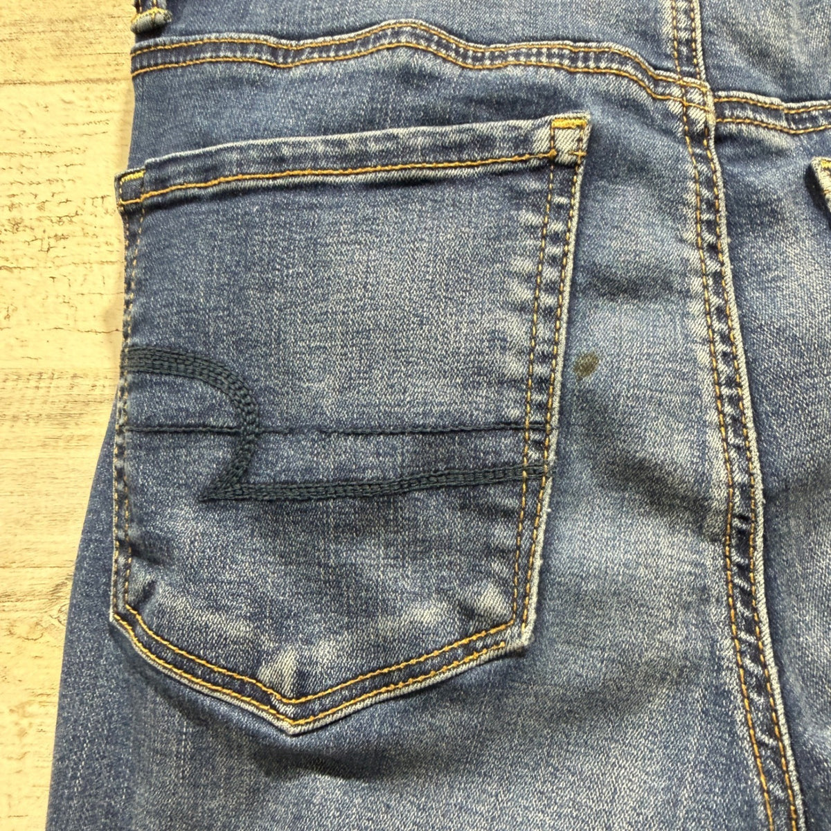 American Eagle Hi-Rise Jegging Women 2 Blue Super Stretch Distressed *Flawed5