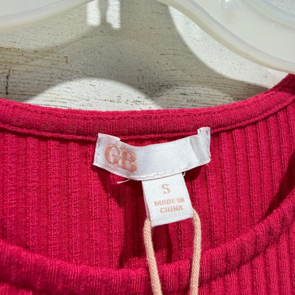 GB Girls Ribbed Knit Top Kids Size Youth Small Pink Short Sleeve Strawberry NWT2