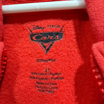 Disney Cars Hoodie Boys 4T Red Lightning McQueen Piston Cup Racing EUC2