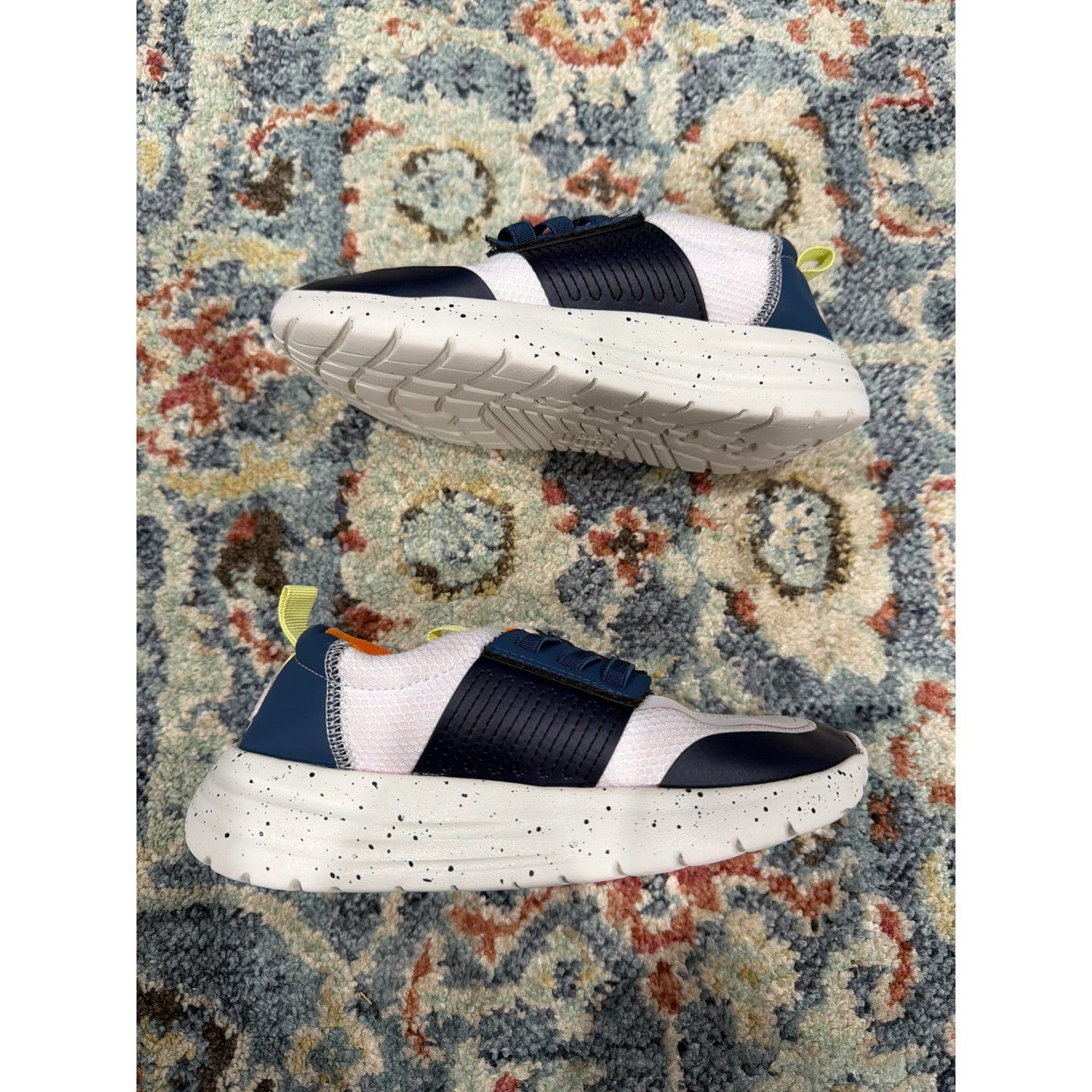Hey Dude Sirocco Sneakers Boys C13 White Navy Orange Sporty EUC2