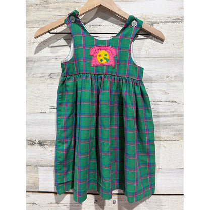 Kelly's Kids Dress Girls 4 Green Pink Plaid Rotary Phone Vintage0