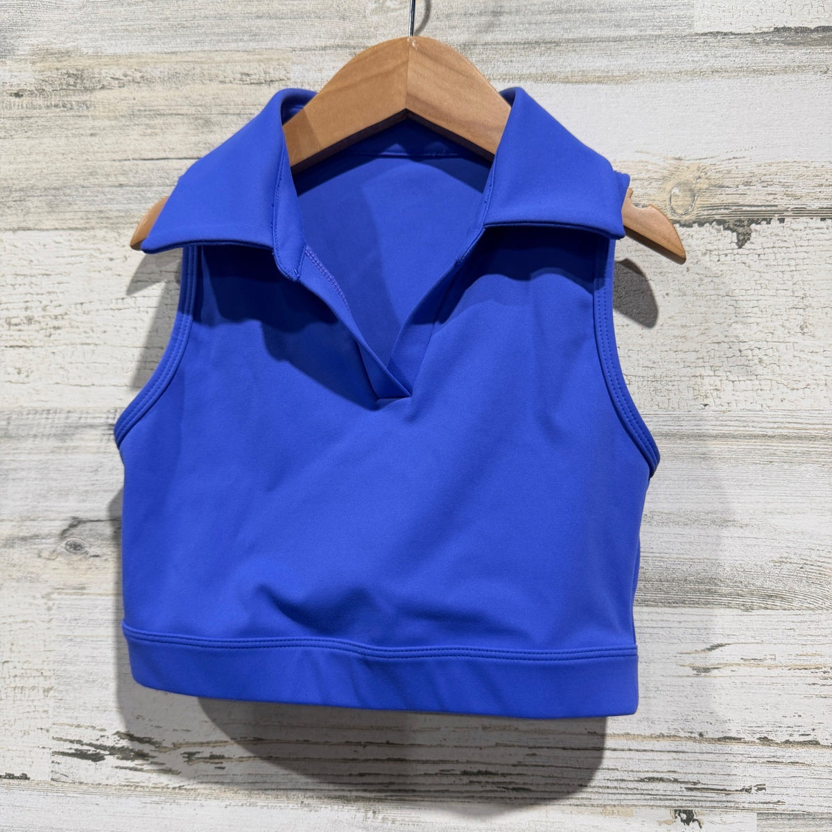 Jo+Jax Polo Crop Top Women XXS Royal Blue Polyester Spandex Activewear Dance EUC0