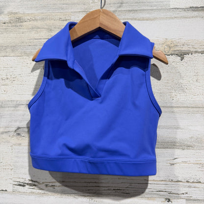Jo+Jax Polo Crop Top Women XXS Royal Blue Polyester Spandex Activewear Dance EUC0
