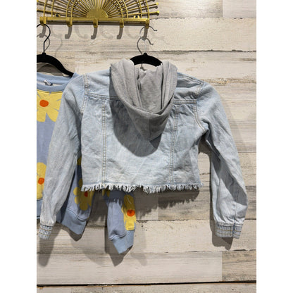 Cat & Jack Old Navy Jacket Sweatshirt Girls 8 Blue Floral Denim Bundle3