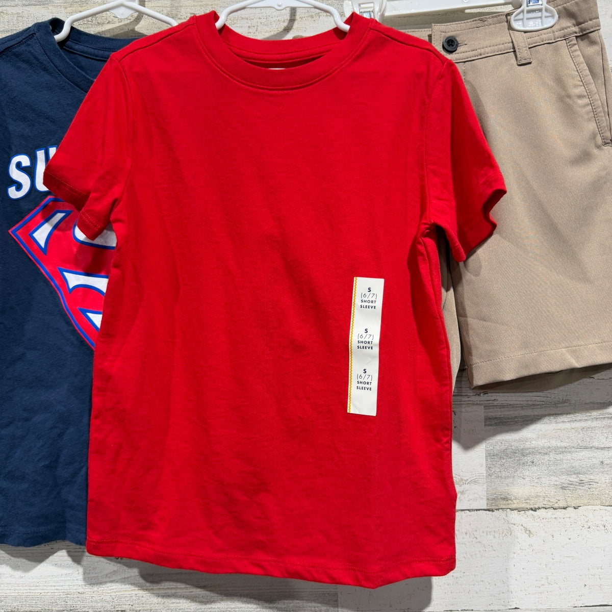 Cat & Jack Superman Magellan Boys Size 6/7 Red Khaki 3pc Bundle2
