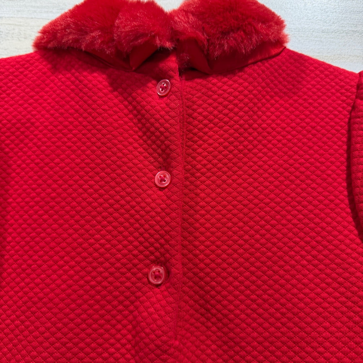 Janie and Jack Dress Girls 7 Red Faux Fur Quilted Ruffle Holiday EUC3