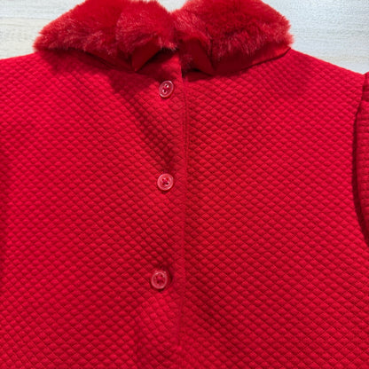 Janie and Jack Dress Girls 7 Red Faux Fur Quilted Ruffle Holiday EUC3