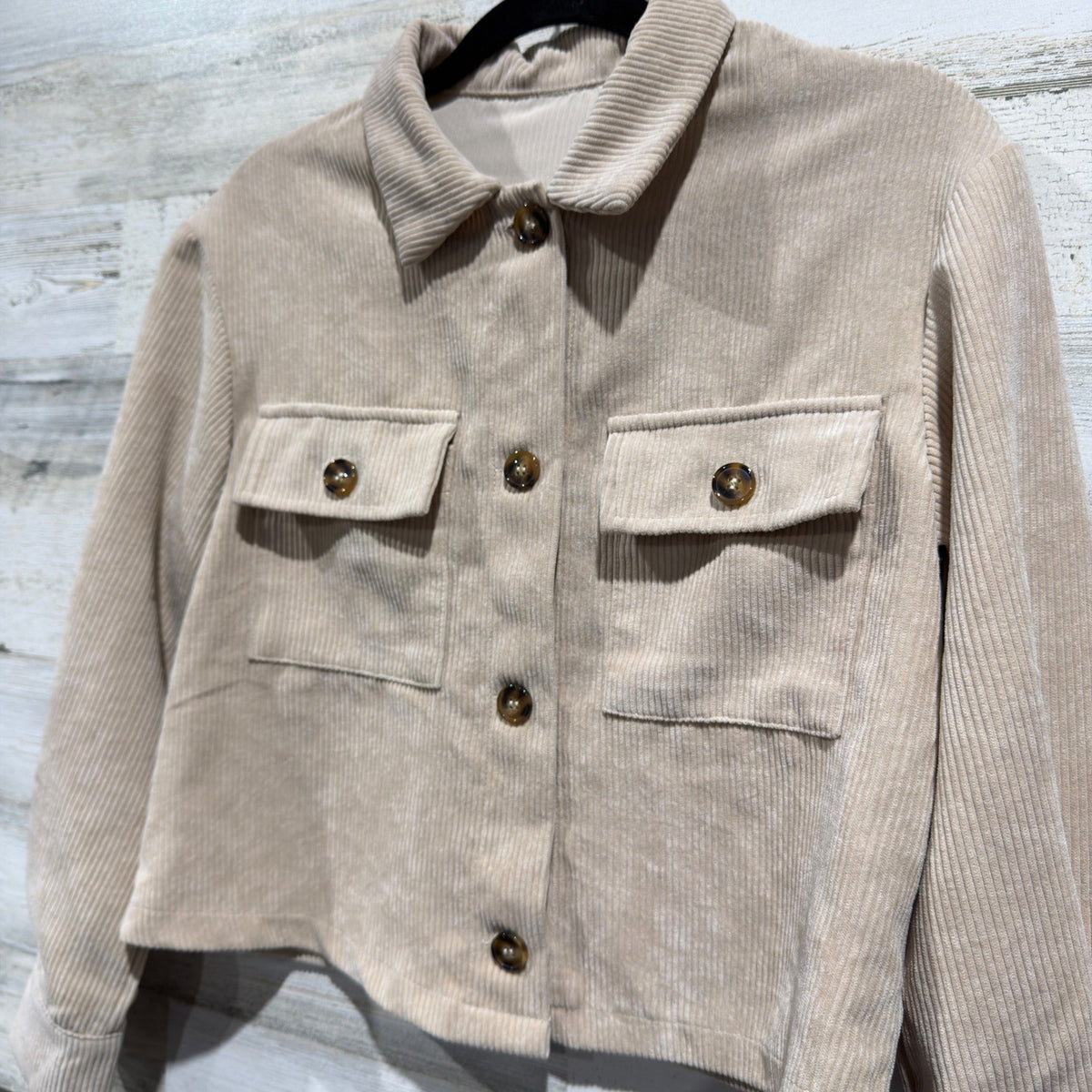 Corduroy Jacket Women XXS Beige Polyester Light Academia EUC1