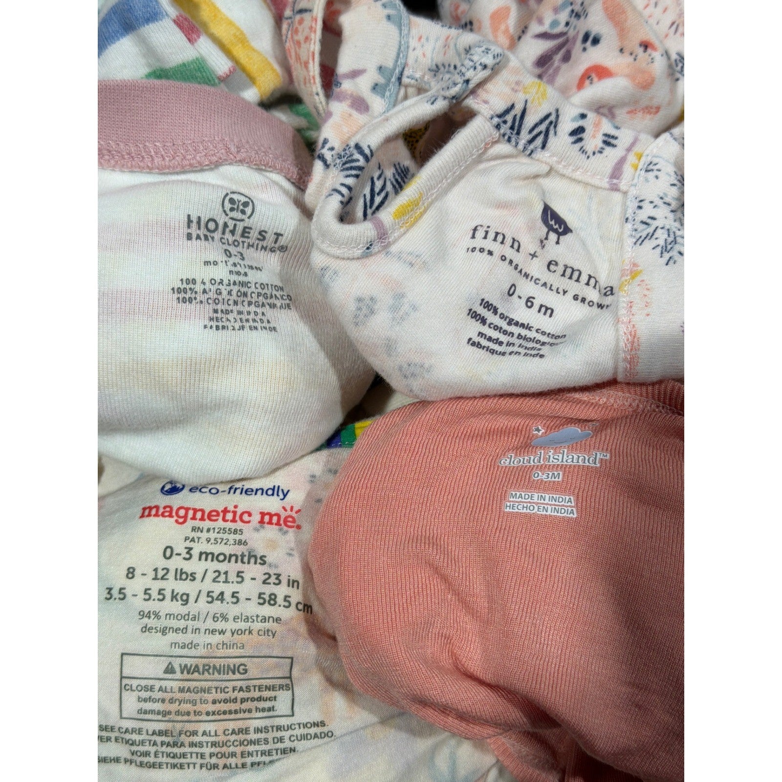Honest Baby Magnetic Me Girls 0-3M Pink Floral Tropical Organic Cotton Bundle7