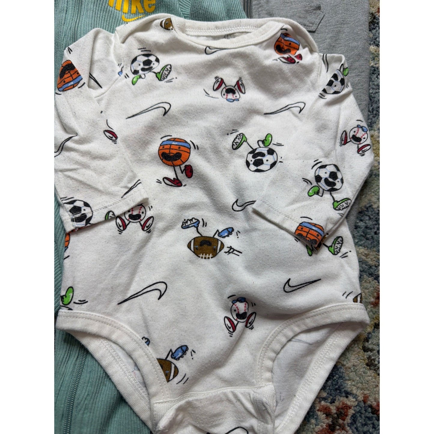 Nike Romper Bodysuit Bundle Boys 6M 9M Gray White Teal Sporty Athleisure GUC3