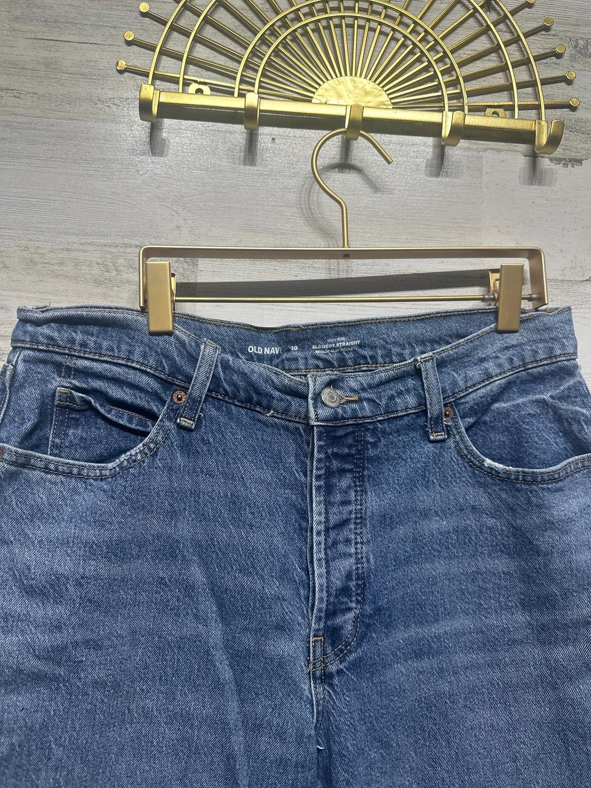 Old Navy Slouchy Straight Jeans Women 10 Blue High Rise Denim 90s Core EUC1