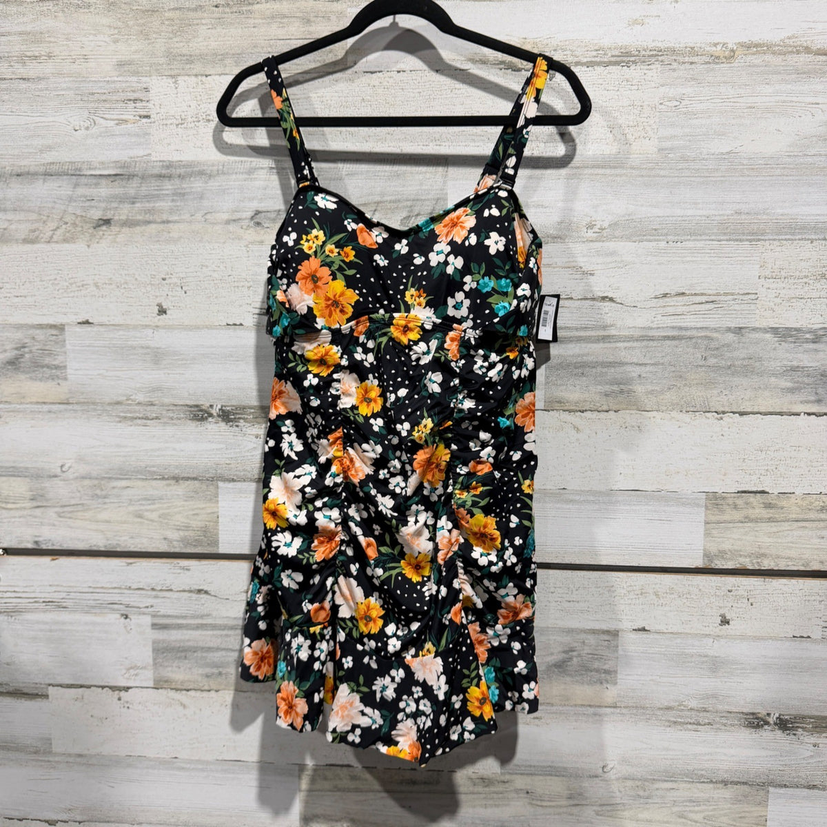 Torrid Ellie Floral Swimdress Women Size 1 Black Multi Nylon Spandex Modern NWT0