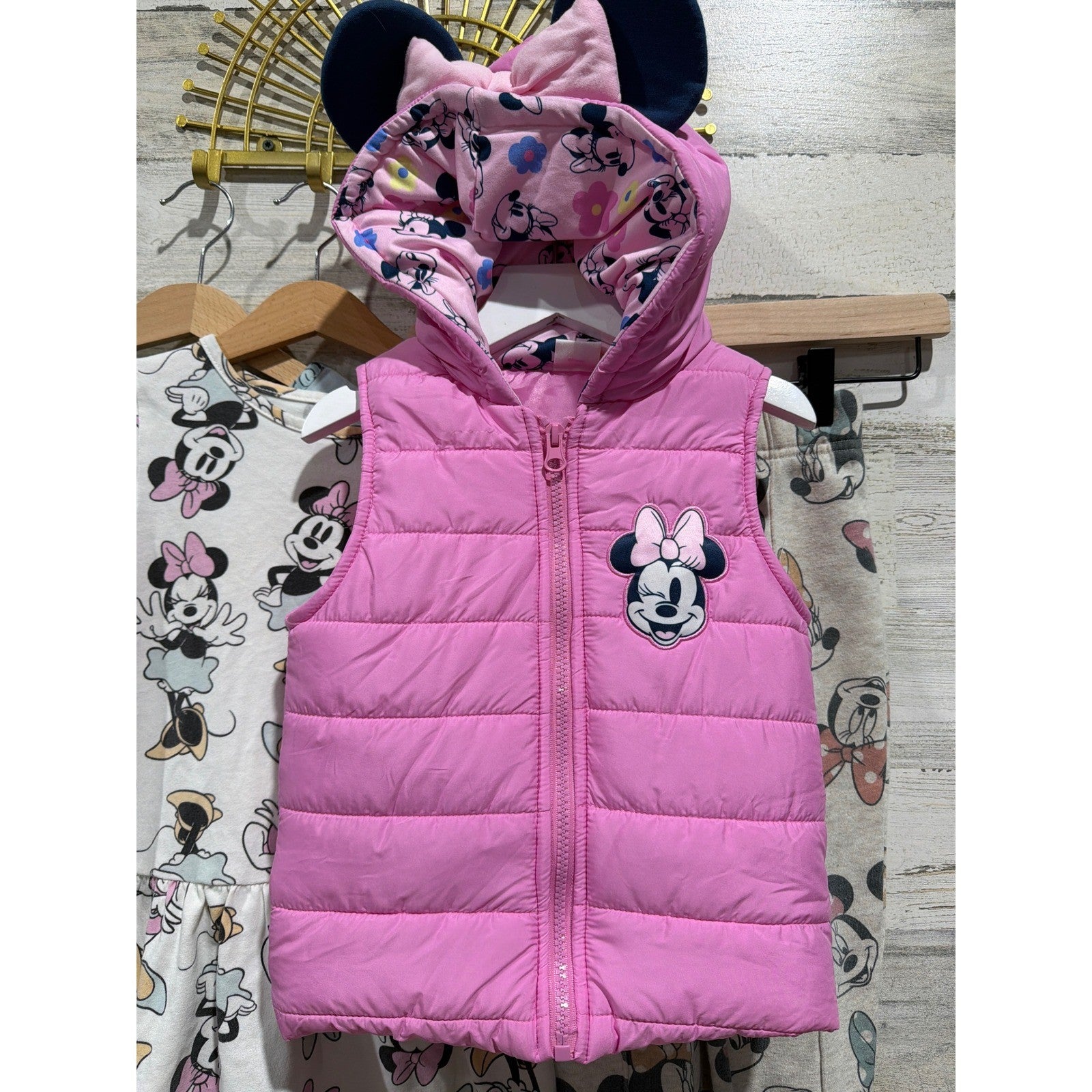 Disney Minnie Mouse Vest Dress Pants Girls 3T 4T Pink Blue Character EUC1