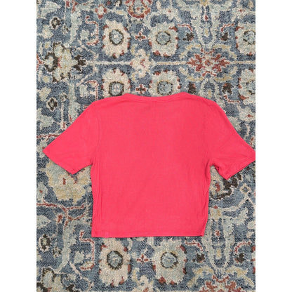 Lululemon Ribbed Crop Top Women Size 4 Pink Short Sleeve Athleisure GUC3