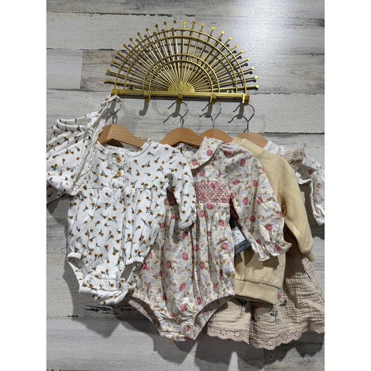 Modern Moments H&M Girls 6-9M Floral Smocked Organic Bundle Cottagecore NWT0
