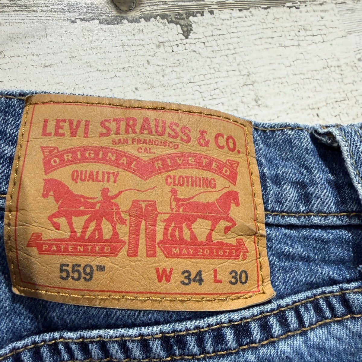 Levi's 559 Relaxed Straight Jeans Mens 34x30 Blue Cotton Denim Classic GUC*5