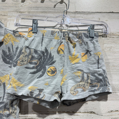 Jurassic World Dinosaur Short Set Boys 5T Grey 100% Cotton Tropical Summer EUC4