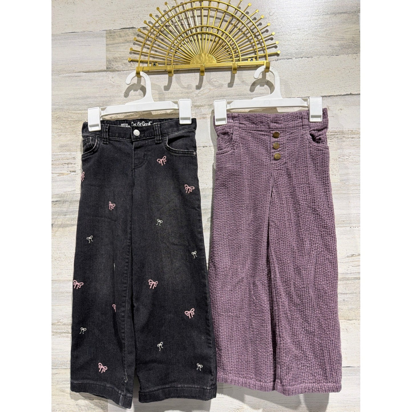 Pants Bundle Girls 5T Purple Black Bows Corduroy Wide Leg Coquette0
