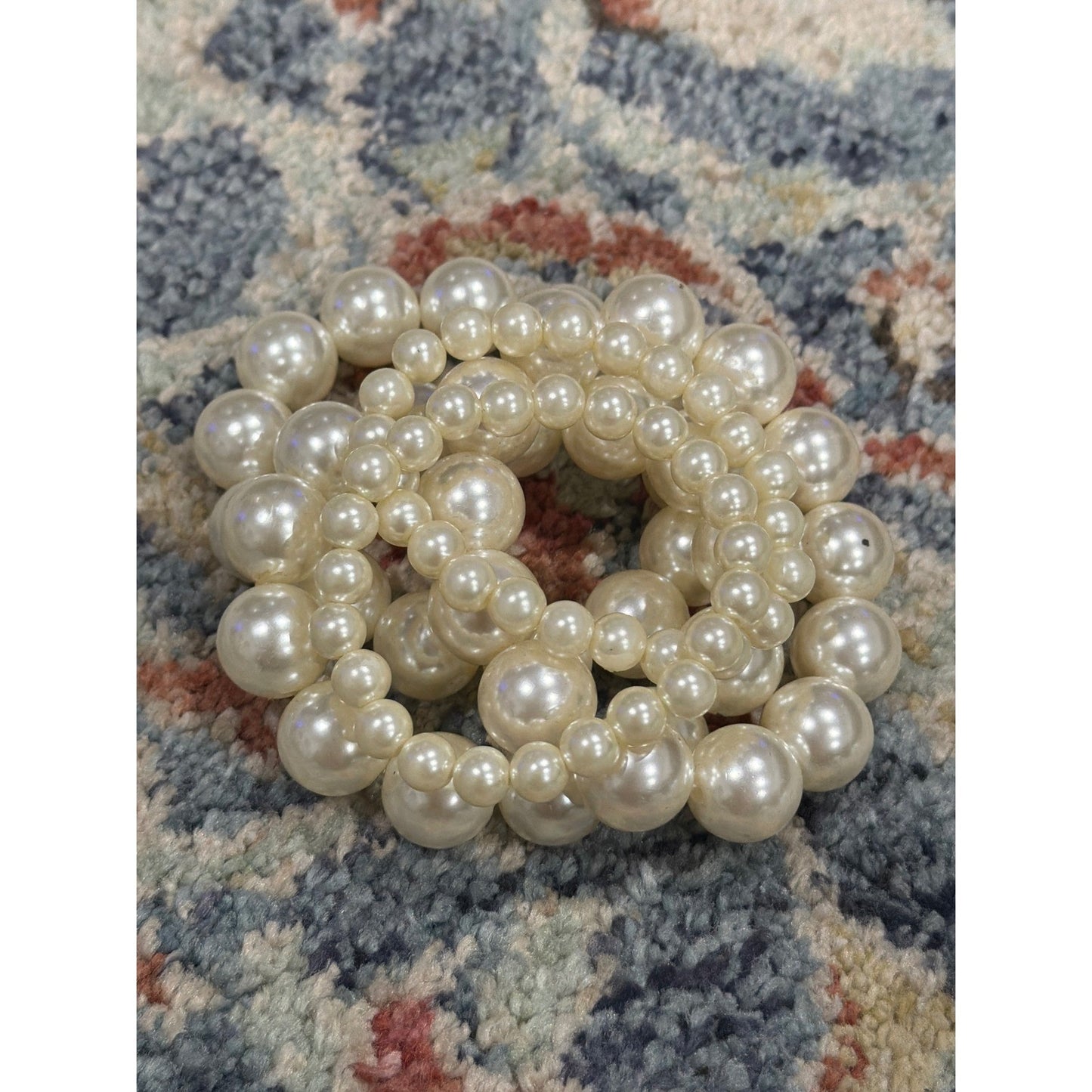Bracelet Bundle Women Black White Pearl Crystal Beaded Goth EUC8