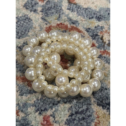 Bracelet Bundle Women Black White Pearl Crystal Beaded Goth EUC8