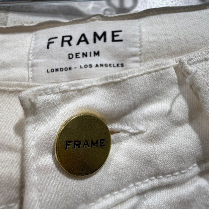 Frame Le High Skinny Jeans Women 24 Blanc White Cotton Blend Designer Flawed*2