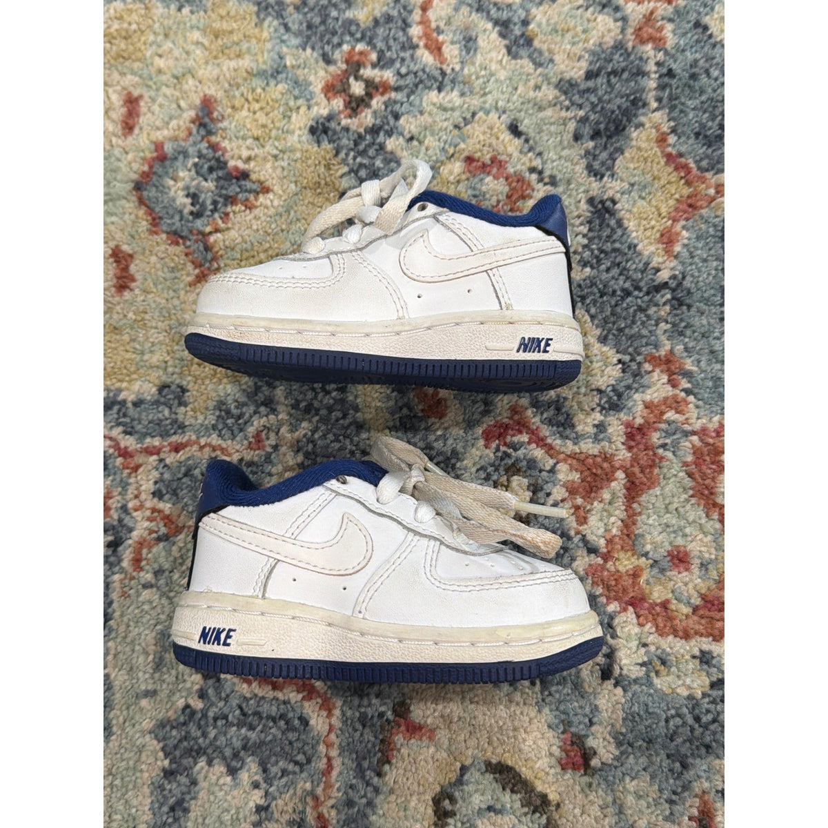 Nike Force 1 Toddler Size 4 White Blue Low Top Sneakers Sporty1