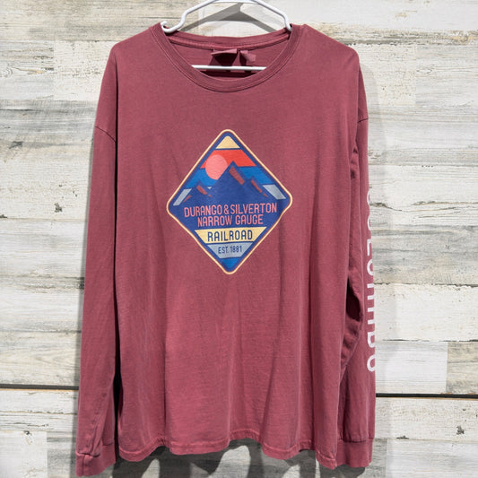 Coastal Wash Durango Silverton Railroad Shirt Men XL Red Cotton Colorado EUC0