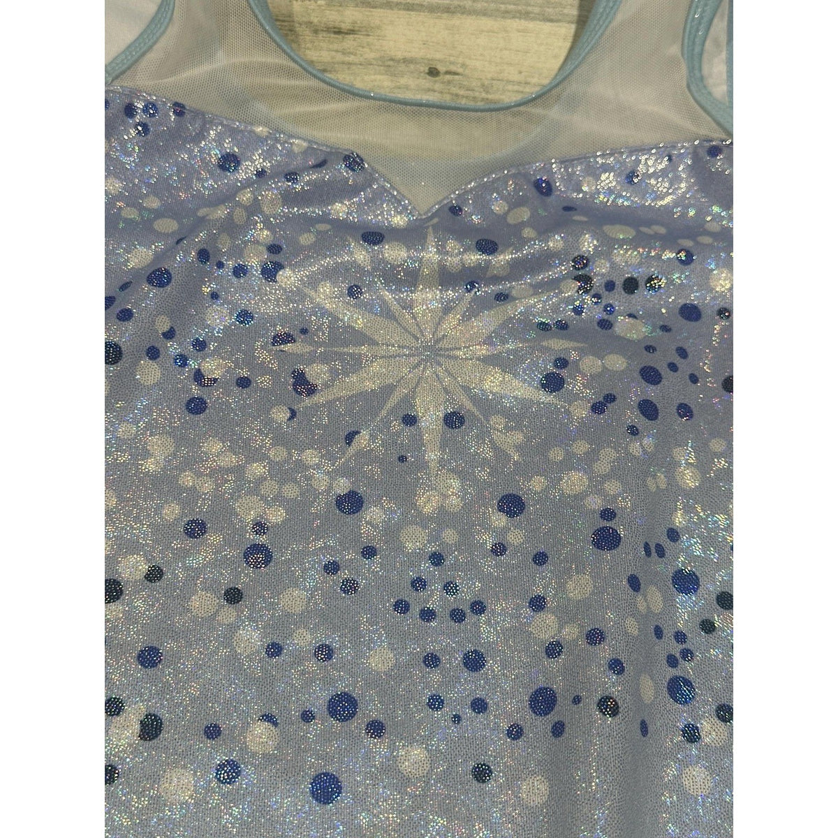 Leotard Girls 8/10 Blue Snowflake Glitter Shimmer EUC1