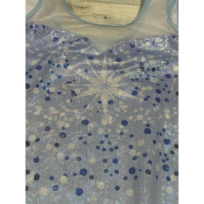Leotard Girls 8/10 Blue Snowflake Glitter Shimmer EUC1