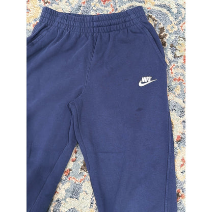 Nike Sweatpants Boys Large Navy Blue Fleece Joggers Sportswear *Flawed4