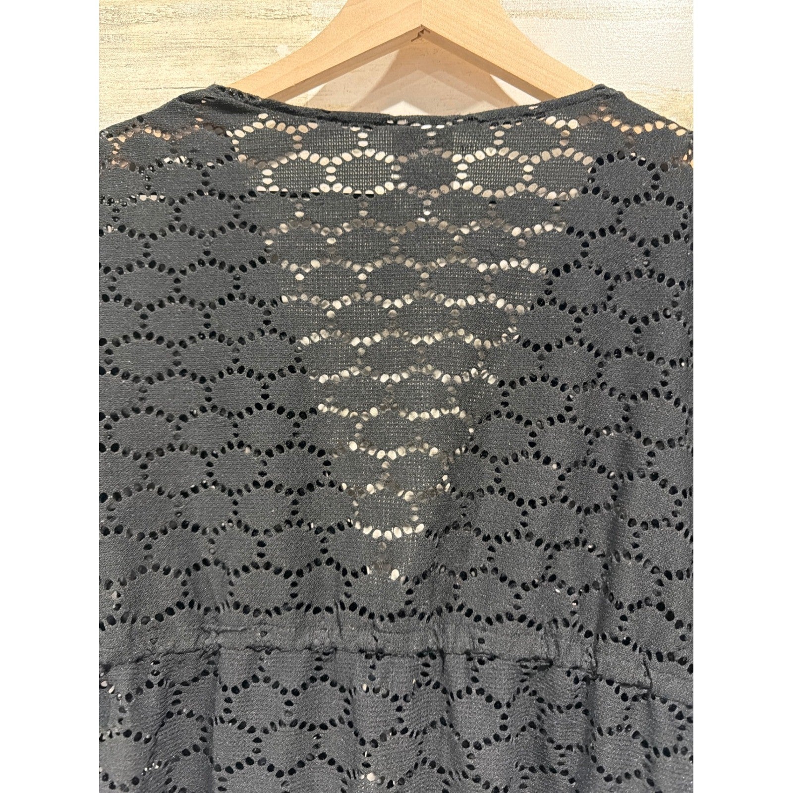 Jantzen Swim Cover-Up Women Small Black Crochet Eyelet Boho Whimsygoth3