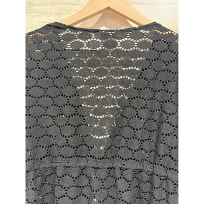 Jantzen Swim Cover-Up Women Small Black Crochet Eyelet Boho Whimsygoth3