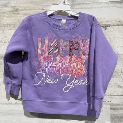 Rabbit Skins Happy New Year Sweatshirt Girls Size 4 Purple Graphic Holiday EUC0