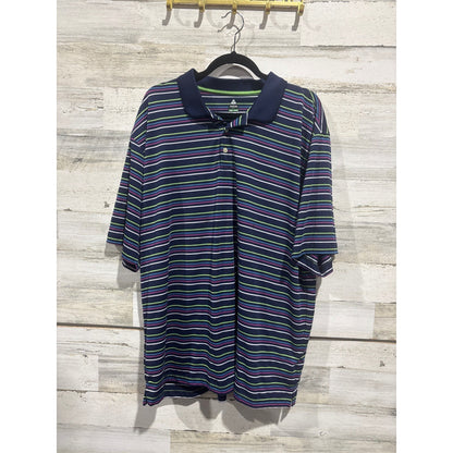 Bollé Golf Polo Shirt Men XXL Navy Blue Striped Tech Golfcore EUC0