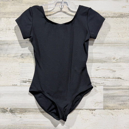 Capezio Leotard Girls Medium Black Short Sleeve Ballet Tap Jazz Tumbling Dance0