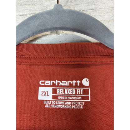 Carhartt Graphic T-Shirt Men 2XL Orange Relaxed Fit Logo Workwear EUC2