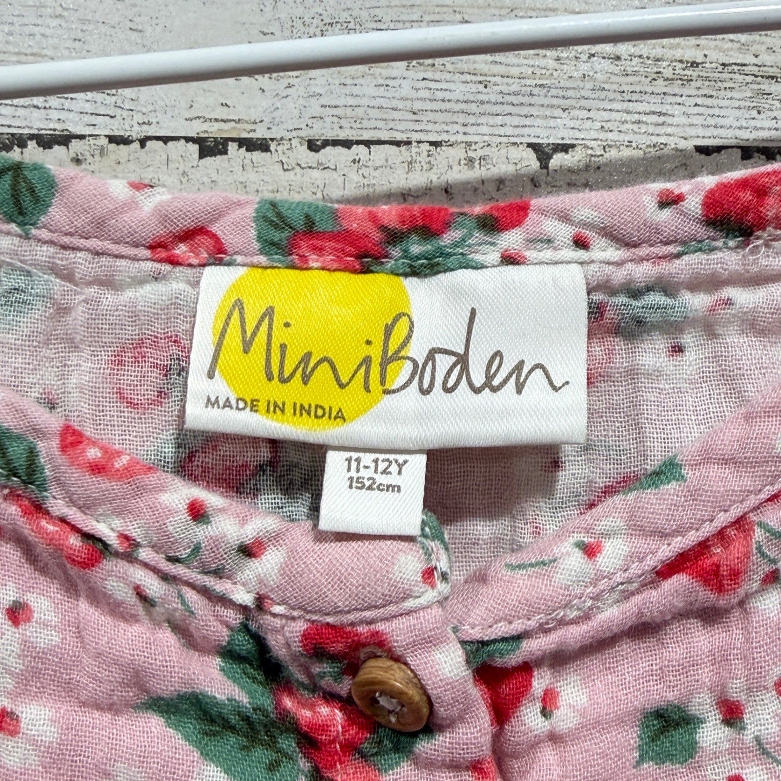 Mini Boden Cami Top Girls 11/12 Pink Strawberry Gauze *Flawed*1