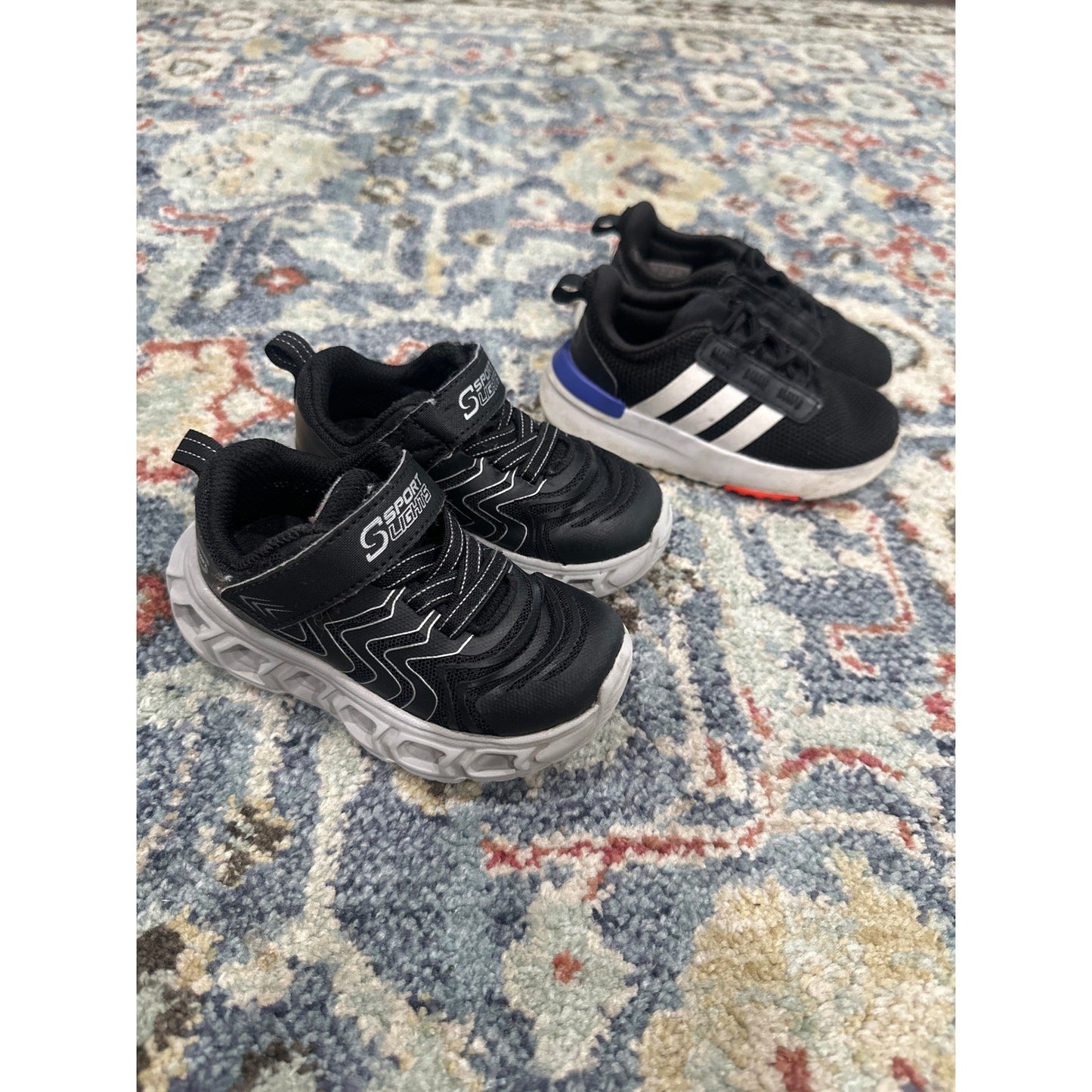 Adidas Sport Lights Sneakers Bundle Boys Toddler 7 Black White Light Up GUC0