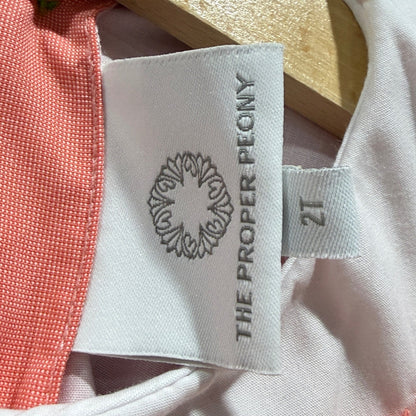 The Proper Peony Dress Girls 2T Pink Peter Pan Collar Pleated Southern EUC3