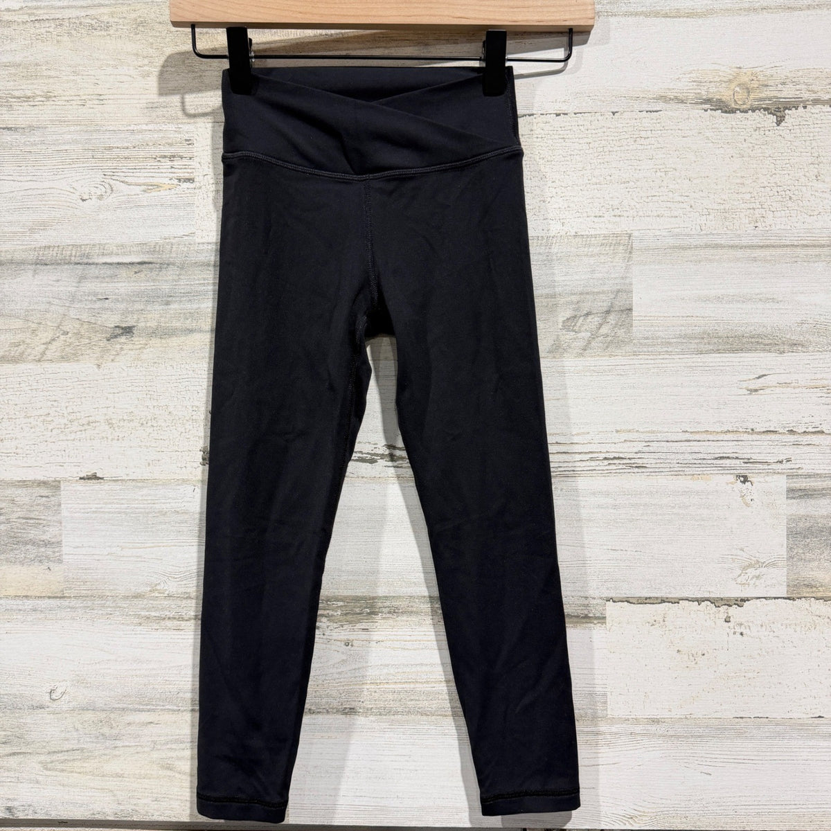 90 Degree by Reflex Leggings Girls S Black Crossover Waist Activewear EUC0