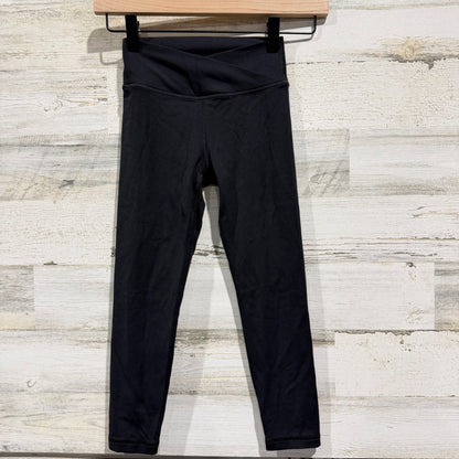 90 Degree by Reflex Leggings Girls S Black Crossover Waist Activewear EUC0